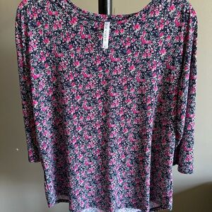 Dear Scarlett Blue Floral 3/4 Sleeve Blouse - Size M